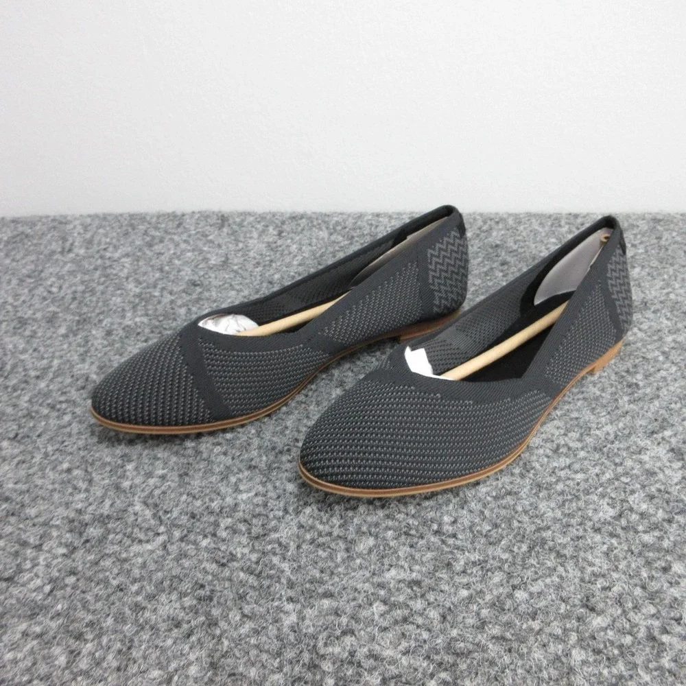 TOMS Shoes Womens Size 7.5 Black Jutti Neat Chevron Knit Pointed Flats REPREVE